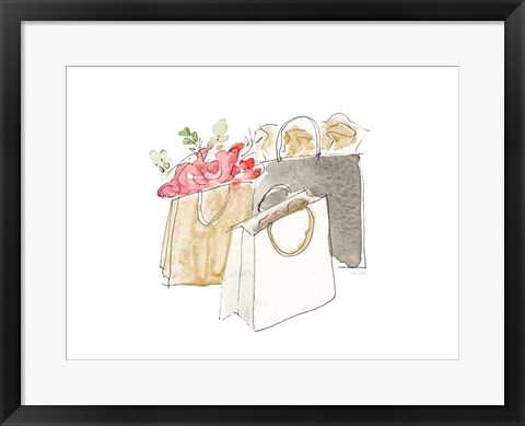 Framed Holiday Shopping Bags II Print