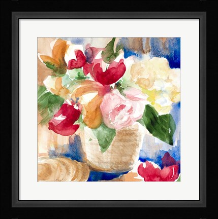 Framed Bright Flower Basket Print