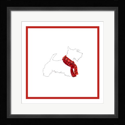 Framed Scotty Silhouette with Red Scarf Print