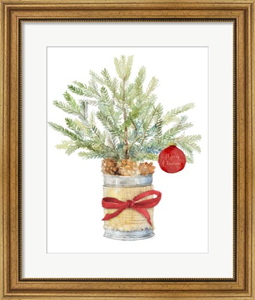 Framed Merry Christmas Fir Tree Print