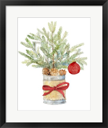 Framed Merry Christmas Fir Tree Print