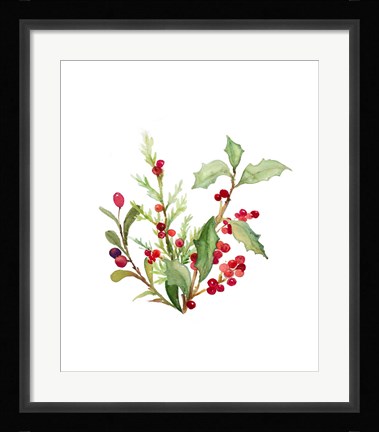 Framed Holly Branches I Print
