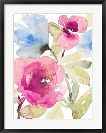 Framed Peaceful Florals I Print