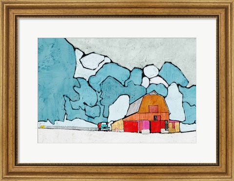 Framed Barn under Blue Skies Print