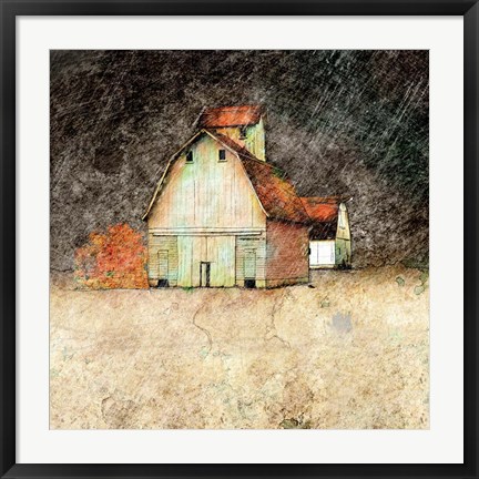 Framed Stormy Farm Evening Print