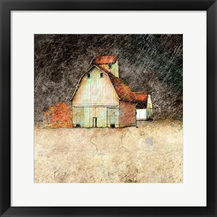 Framed Stormy Farm Evening Print