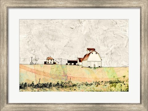 Framed White Barn in the Field Print
