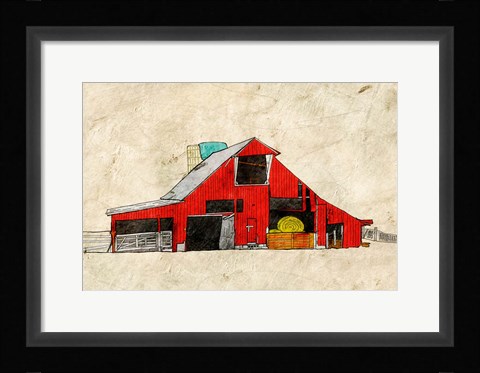 Framed Red Barn Print