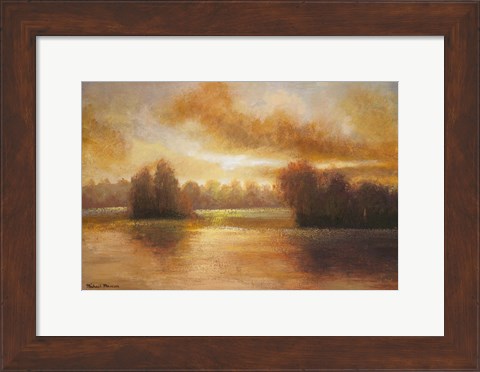 Framed Golden Lake Glow I Print