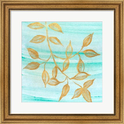 Framed Gold Moment of Nature on Teal II Print