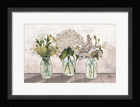 Framed Jars of Wildflowers Print