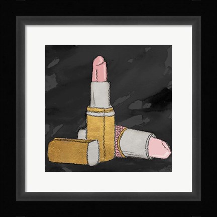 Framed Lipstick Poppin' on Black Print