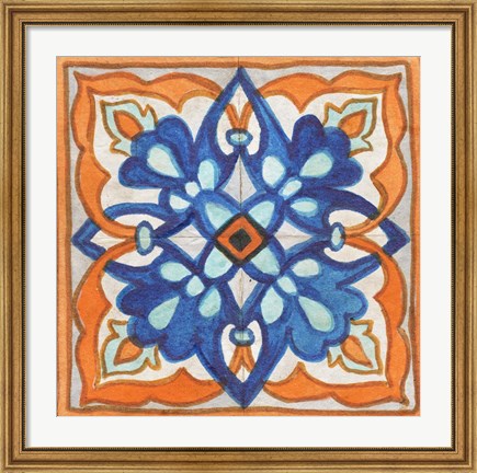 Framed Colorful Tile II Print