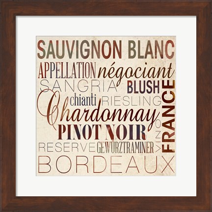 Framed Wine Words II Print