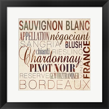 Framed Wine Words II Print