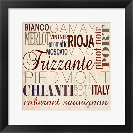 Framed Wine Words I Print