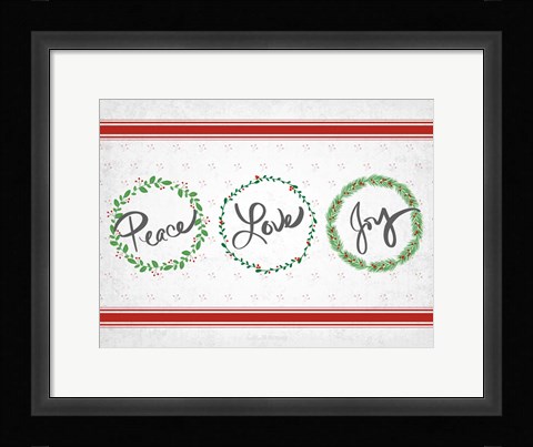 Framed Holly Wreath Trio Print
