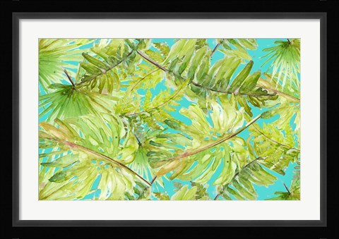 Framed New Greens on Blue Print