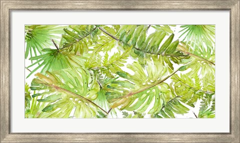 Framed New Green Scattered Palms Print