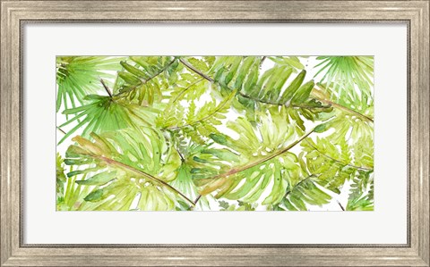 Framed New Green Scattered Palms Print