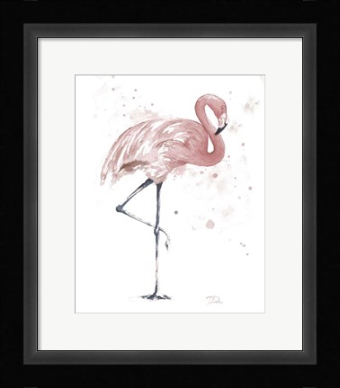 Framed Flamingo Stand II Print