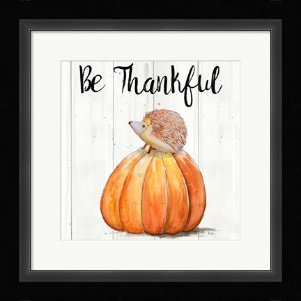 Framed Be Thankful Harvest Hedgehog II Print