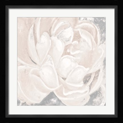 Framed White Grey Flower I Print