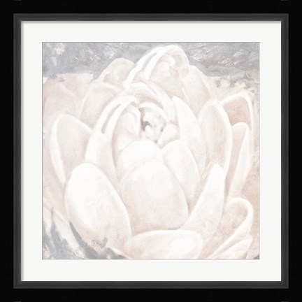 Framed White Grey Flower II Print