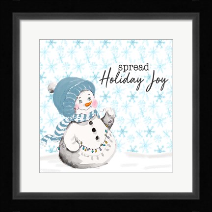 Framed Blue Whimsical Christmas IV Print