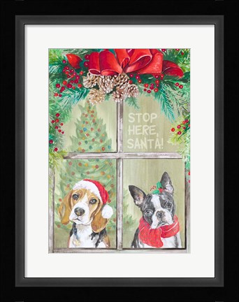Framed Stop Here Santa Print