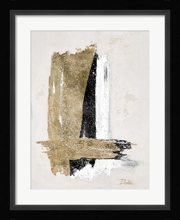 Framed Gold and Black on Beige Print