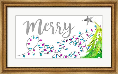 Framed Merry with Lights Print