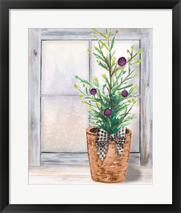 Framed Christmas Fir on Window Print