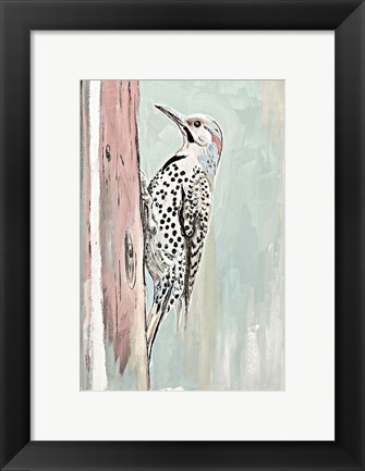 Framed Beige Woodpecker II Print