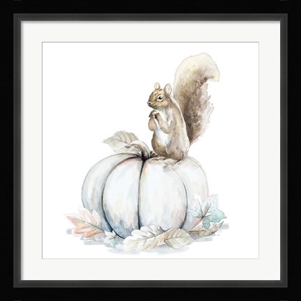 Framed Squirrel and Pumpkin II Print