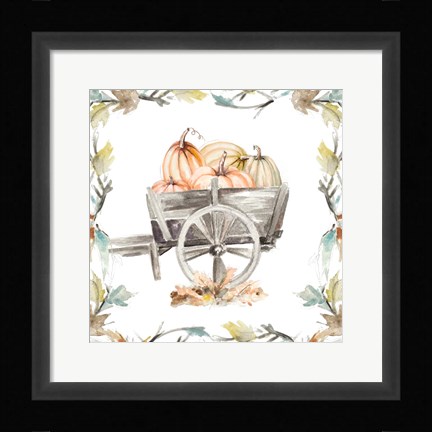 Framed Wood Cart Square with Branches Print