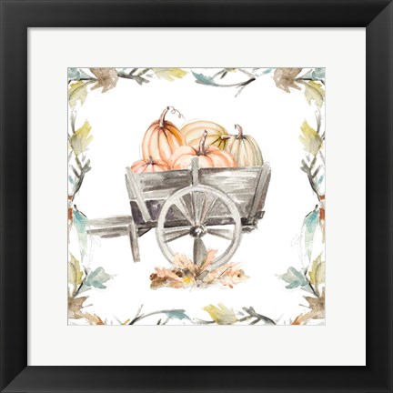 Framed Wood Cart Square with Branches Print