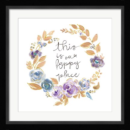 Framed Inspirational Flower Wreath Print