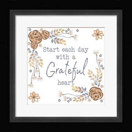 Framed Brown Leaves Inspiration I Print