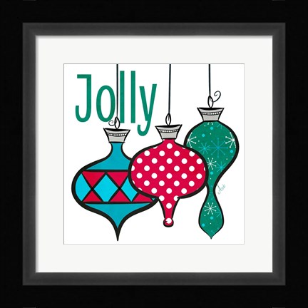 Framed Joyful Christmas Ornaments IV Print