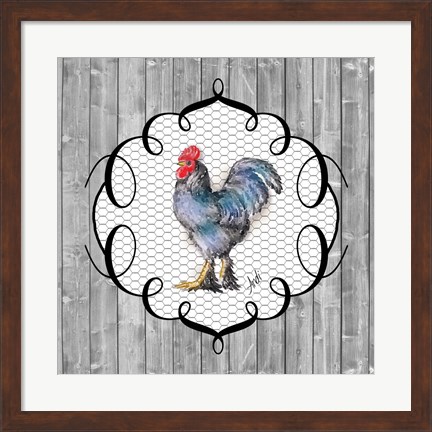 Framed Rooster on the Roost II Print