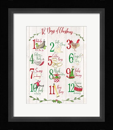 Framed 12 Days of Christmas sign Print