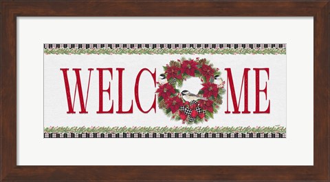 Framed Chickadee Christmas Red - Welcome Print