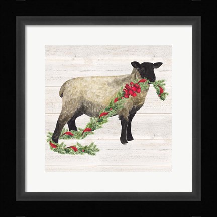 Framed Christmas on the Farm V Sheep Print