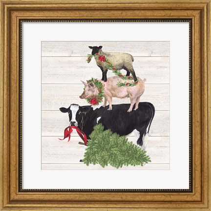 Framed Christmas on the Farm VI Trio Facing left Print