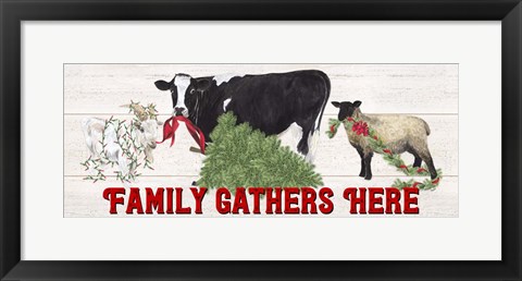 Framed Christmas on the Farm - Family Gathers Here Print