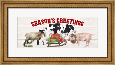 Framed Christmas on the Farm - Seasons Greetings Print