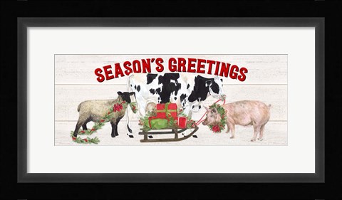 Framed Christmas on the Farm - Seasons Greetings Print