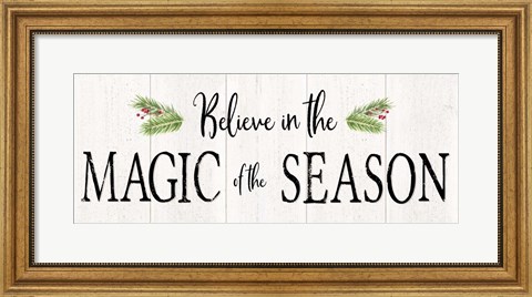Framed Peaceful Christmas - Magic of the Season horiz black text Print
