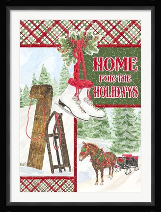 Framed Sleigh Bells Ring - Happy Holidays Print